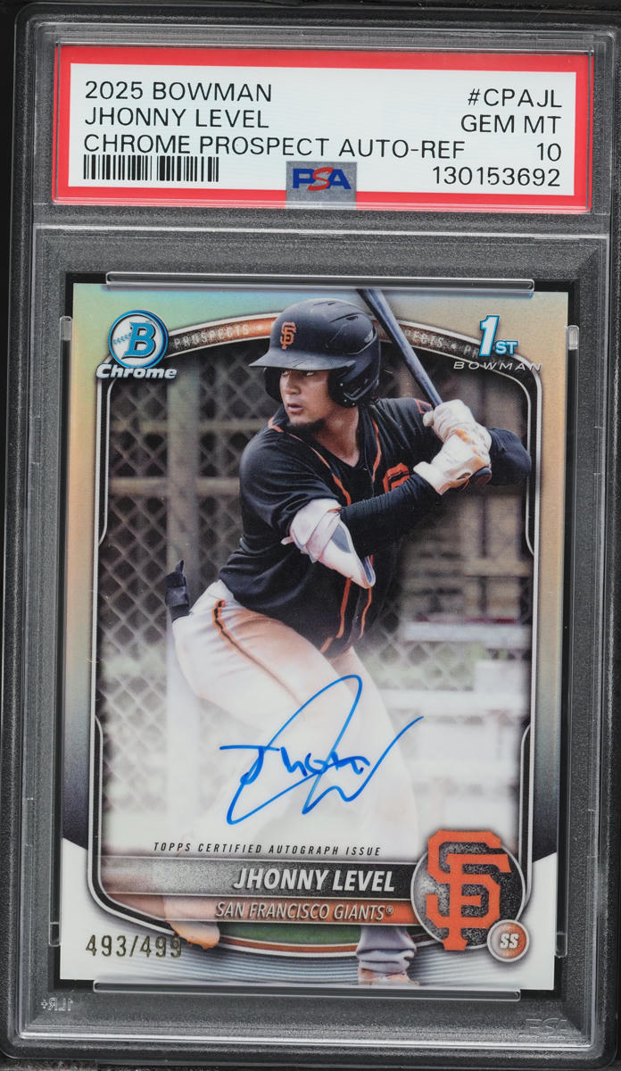 2025 Bowman Chrome Refractor Jhonny Level PROSPECT AUTO /499 #CPAJL PSA 10 GEM MINT