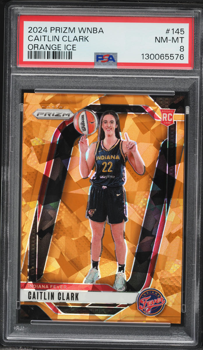 2024 Panini Prizm WNBA Orange Ice Caitlin Clark ROOKIE #145 PSA 8 NM-MT