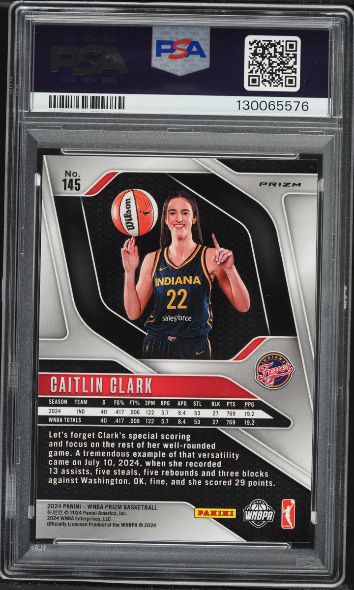 2024 Panini Prizm WNBA Orange Ice Caitlin Clark ROOKIE #145 PSA 8 NM-MT