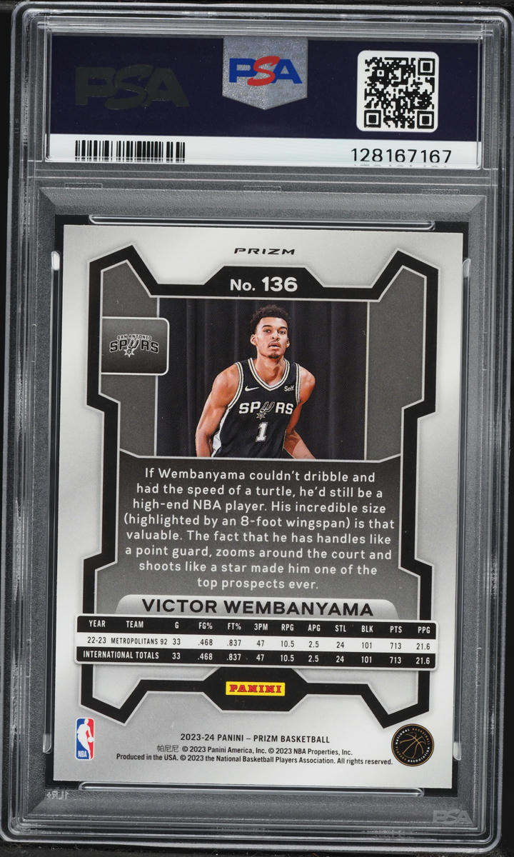2023 Panini Prizm Pink Ice Victor Wembanyama ROOKIE #136 PSA 10 GEM MINT