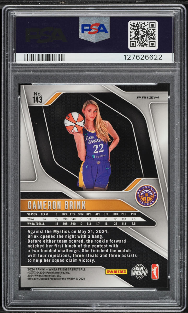 2024 Panini Prizm WNBA Logo Cameron Brink ROOKIE #143 PSA 10 GEM MINT