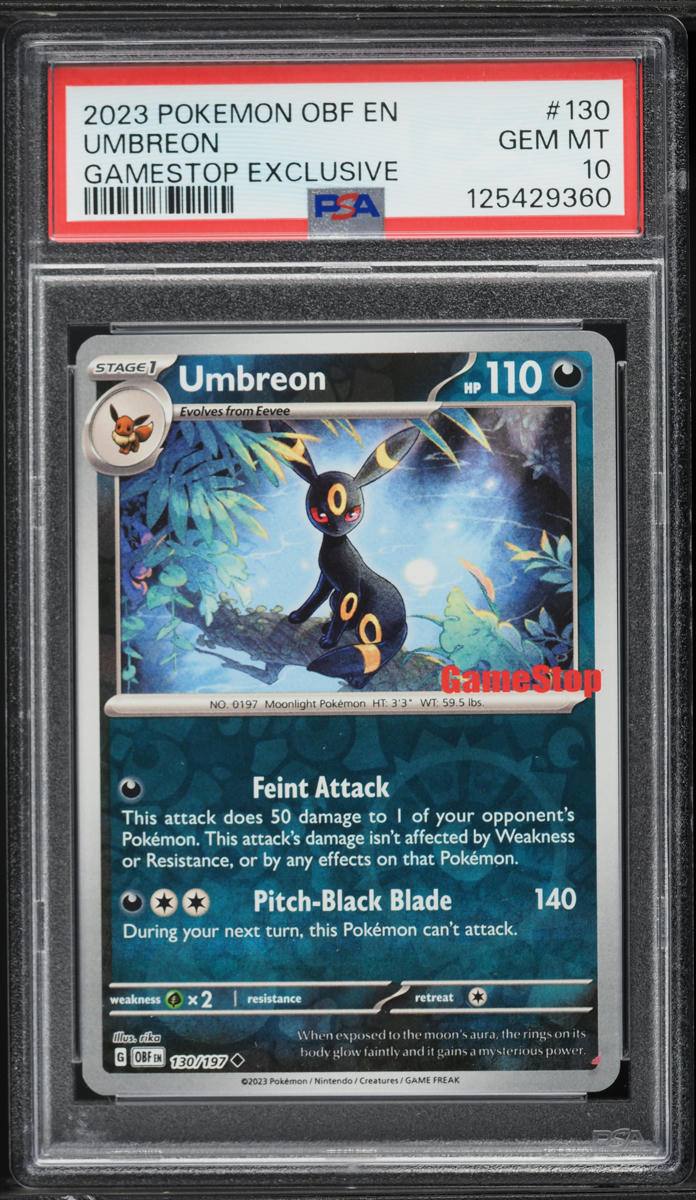 2023 Pokemon Scarlet & Violet Obsidian Flames Gamestop Exclusive Umbreon #130 PSA 10 GEM MINT