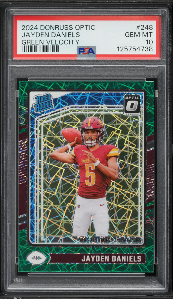 2024 Donruss Optic Green Velocity Jayden Daniels ROOKIE #248 PSA 10 GEM MINT