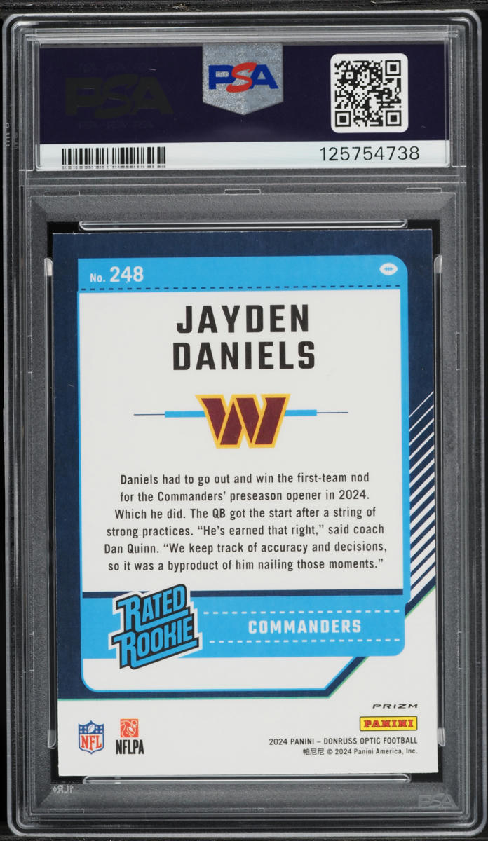 2024 Donruss Optic Green Velocity Jayden Daniels ROOKIE #248 PSA 10 GEM MINT