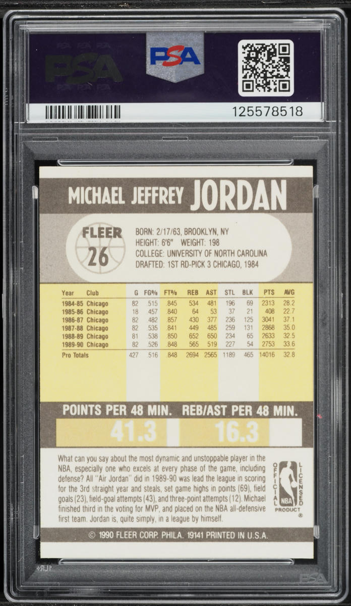 1990 Fleer Basketball Michael Jordan #26 PSA 10 GEM MINT