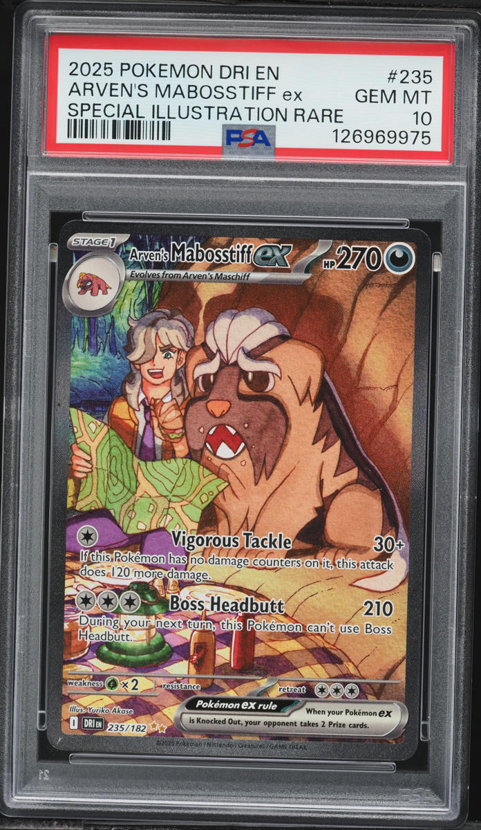 2025 Pokemon Scarlet & Violet Destined Rivals SIR Arven's Mabosstiff EX #235 PSA 10 GEM MINT