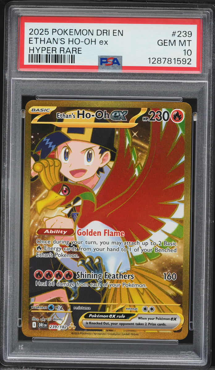 2025 Pokemon Scarlet & Violet Destined Rivals Gold Rare Ethan's Ho-Oh EX #239 PSA 10 GEM MINT