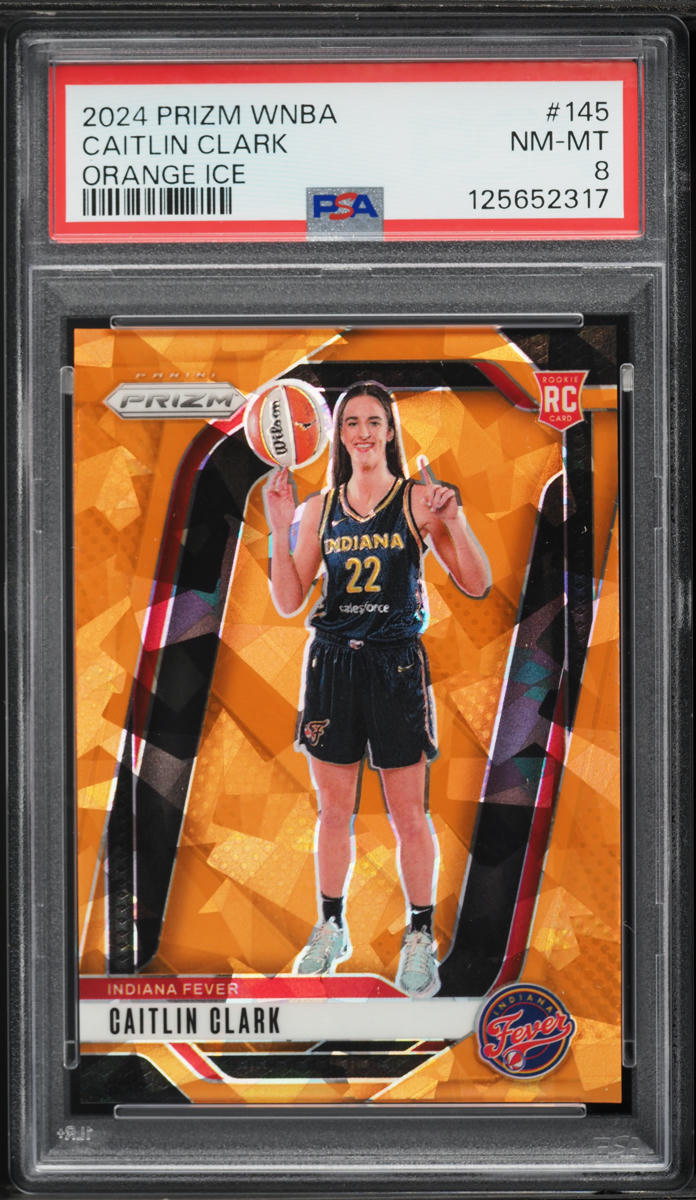2024 Panini Prizm WNBA Orange Ice Caitlin Clark ROOKIE #145 PSA 8 NM-MT
