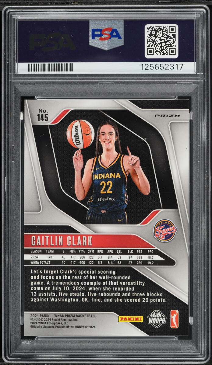 2024 Panini Prizm WNBA Orange Ice Caitlin Clark ROOKIE #145 PSA 8 NM-MT