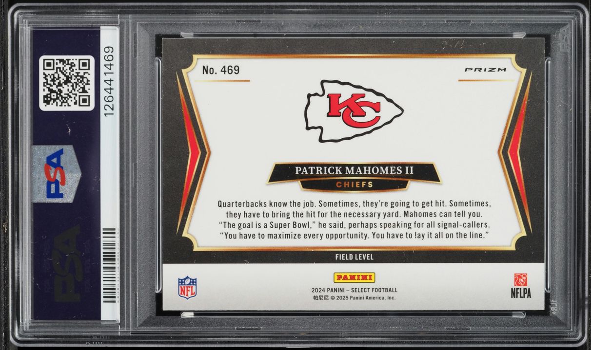 2024 Select Field Level Silver Prizm Patrick Mahomes II #469 PSA 10 GEM MINT