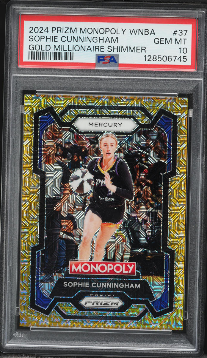 2024 Panini Prizm Monopoly WNBA Gold Millionaire Shimmer Sophie Cunningham /500 #37 PSA 10 GEM
