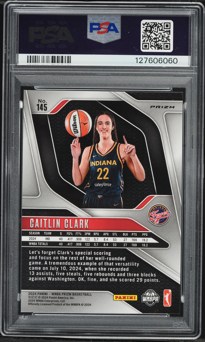 2024 Panini Prizm WNBA Ice Caitlin Clark ROOKIE #145 PSA 8 NM-MT