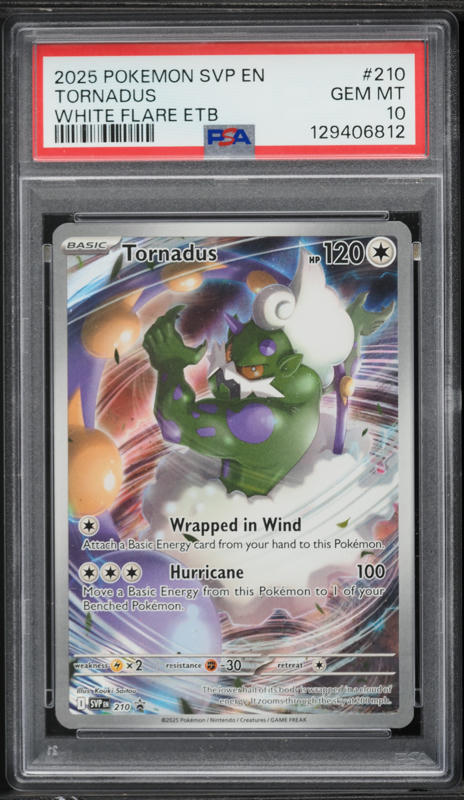 2025 Pokemon SV Promo White Flare ETB Tornadus #210 PSA 10 GEM