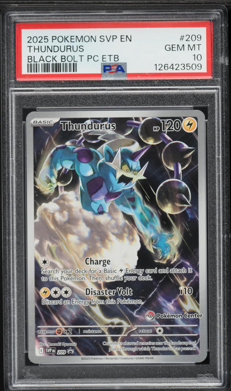2025 Pokemon Scarlet & Violet Promo Black Bolt Center ETB Alt Art Thundurus #209 PSA 10 GEM
