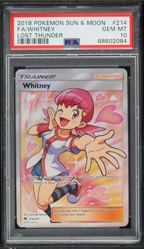 2018 Pokemon Sun & Moon Lost Thunder Full Art Whitney #214 PSA 10 GEM MINT