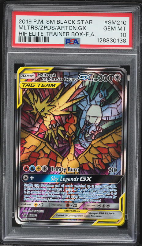 2019 Pokemon SM Promo Hidden Fates Alt Art Moltres Zapdos Articuno GX #SM210 PSA 10 GEM MINT
