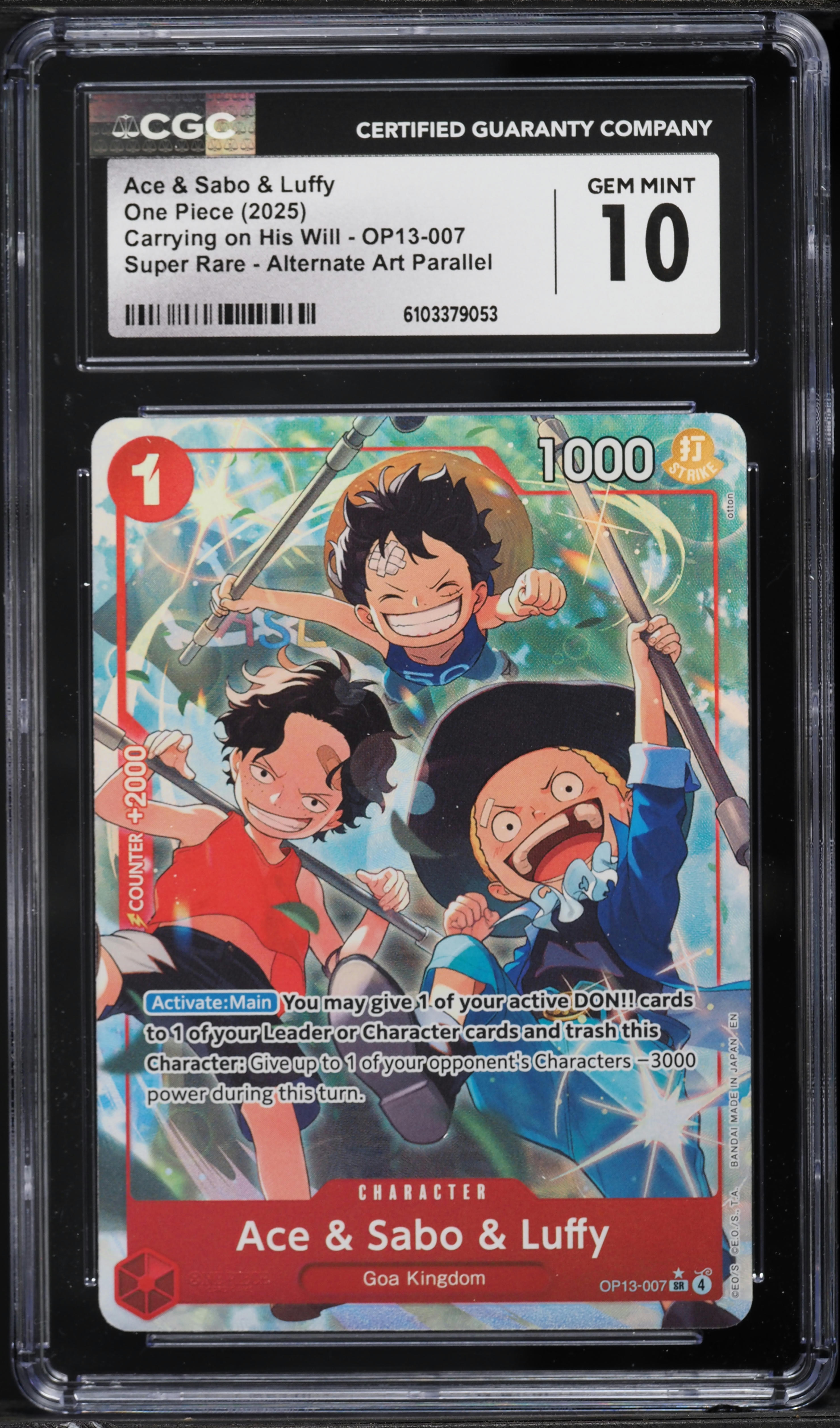 2025 One Piece Carrying On His Will Alt Art Ace Sabo Luffy #OP13