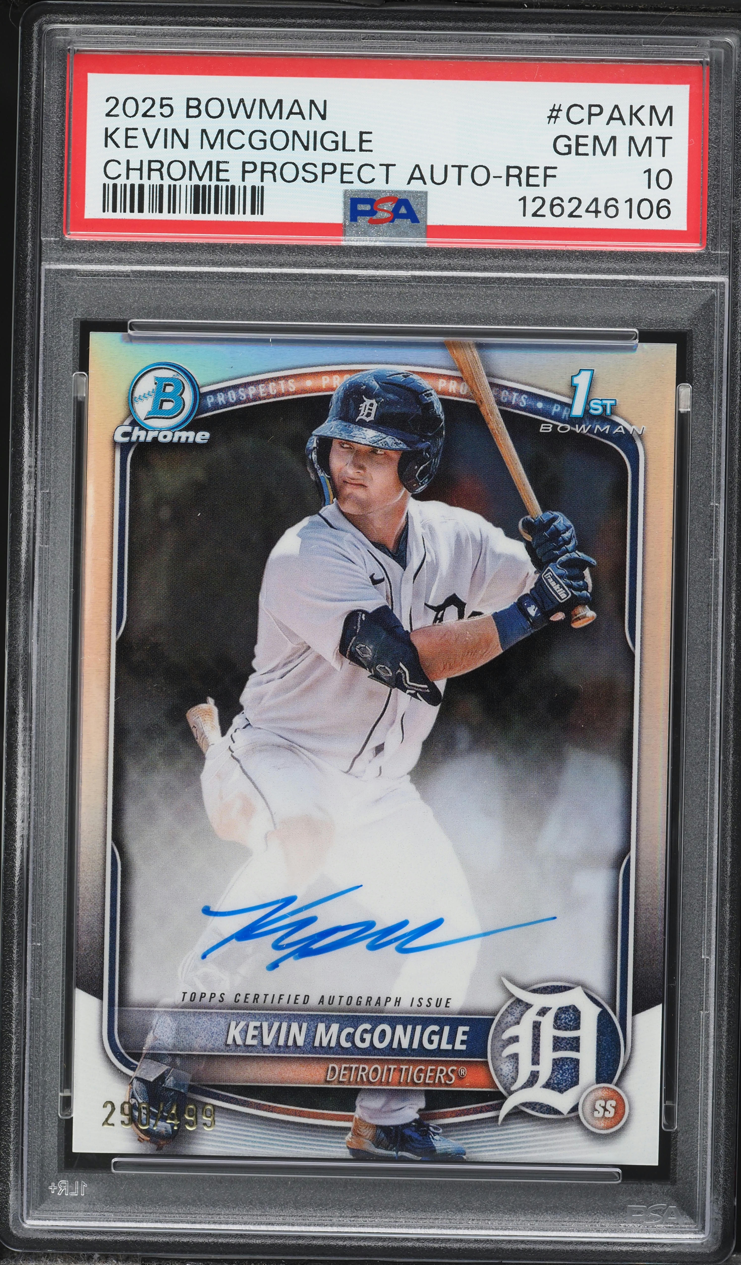 2025 Bowman Chrome Refractor Kevin McGonigle PROSPECT AUTO /499 