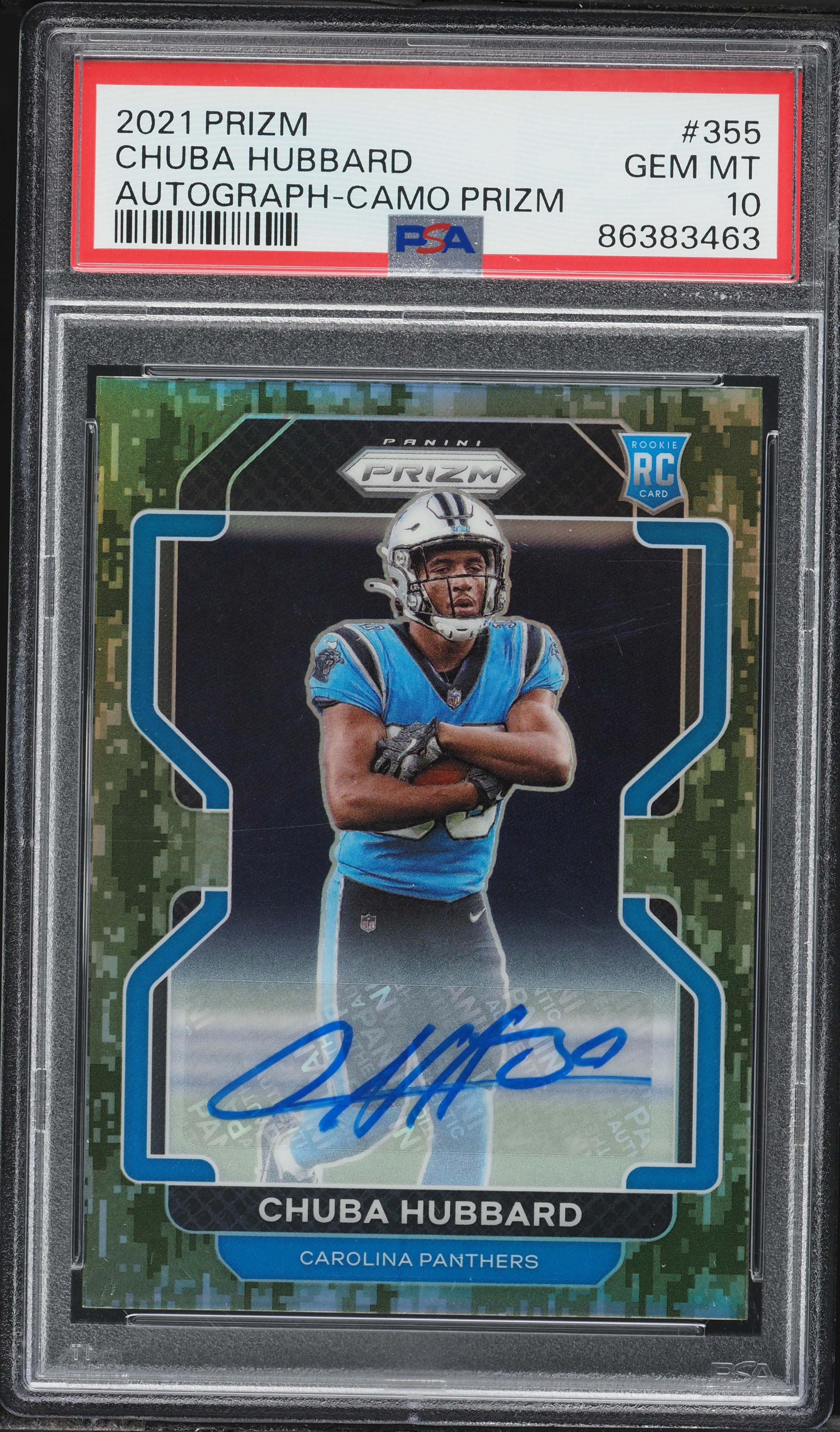 DESIGNOBAUM BOFU 55 クリスタルチャート　+ソフトハニタス2個 2021 Panini Prizm Camo Chuba Hubbard ROOKIE AUTO /25 #355 PSA 10