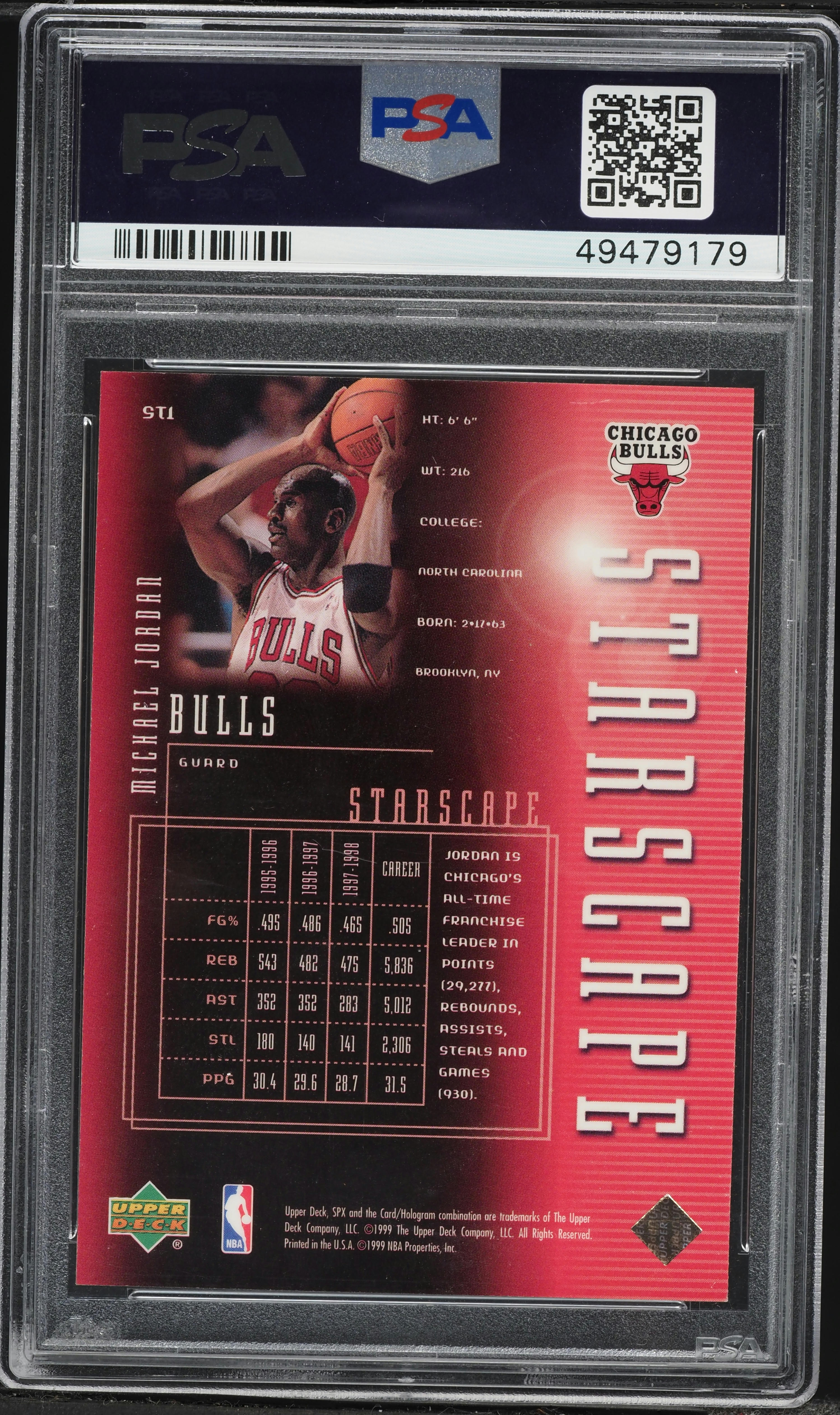 1999 SPx Starscape Michael Jordan #ST1 PSA 10 GEM MINT on Fanatics 