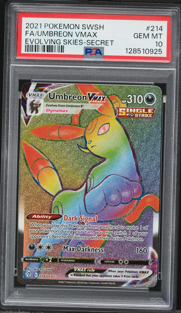 2021 Pokemon Sword & Shield Evolving Skies Rainbow Rare Umbreon VMAX #214 PSA 10 GEM MINT