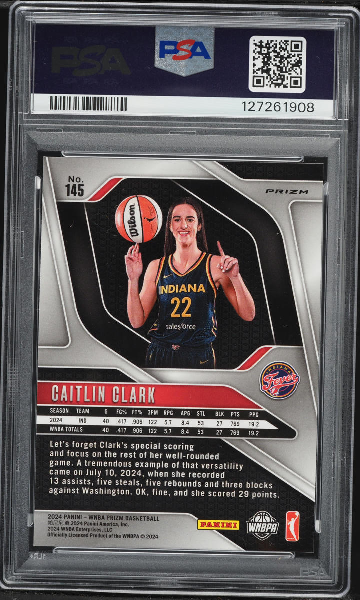 2024 Panini Prizm WNBA Ice Caitlin Clark ROOKIE #145 PSA 8 NM-MT