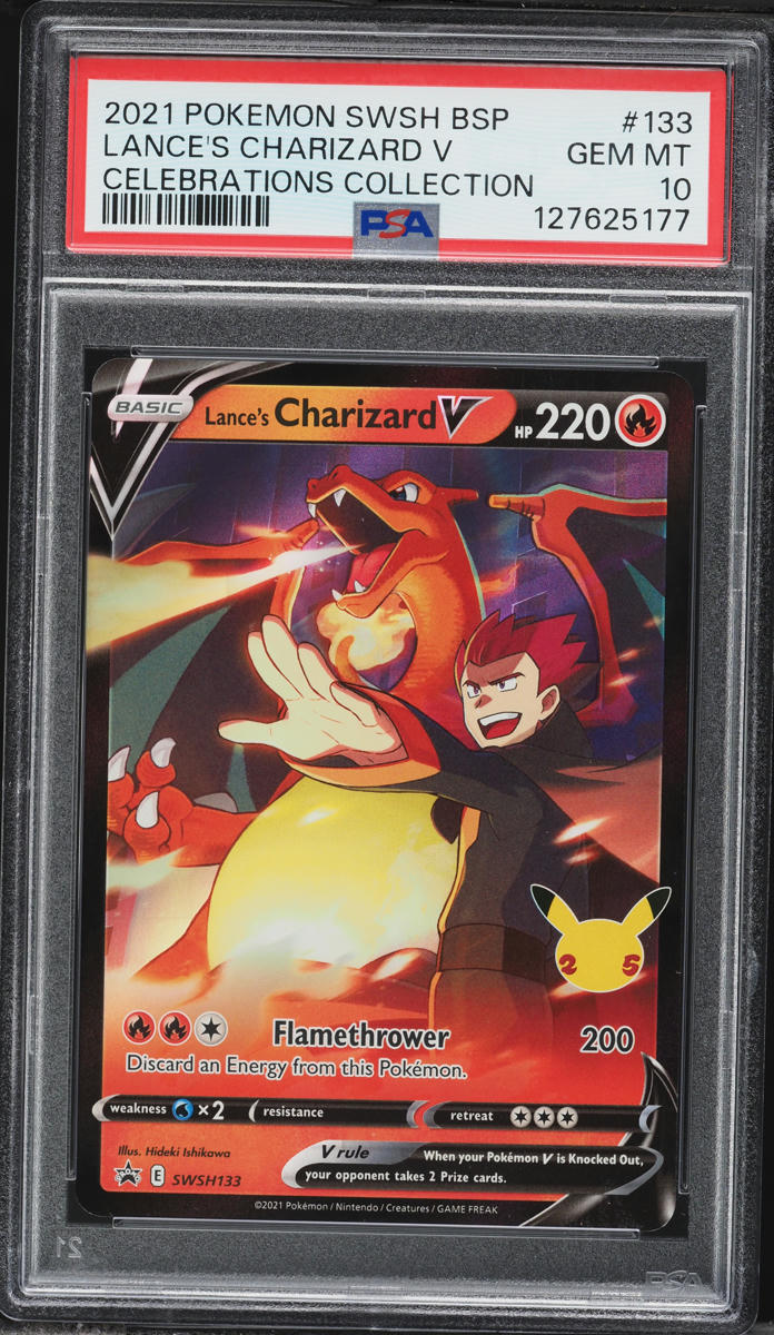 2021 Pokemon SWSH Promo Celebrations Full Art Lance's Charizard V #SWSH133 PSA 10 GEM MINT