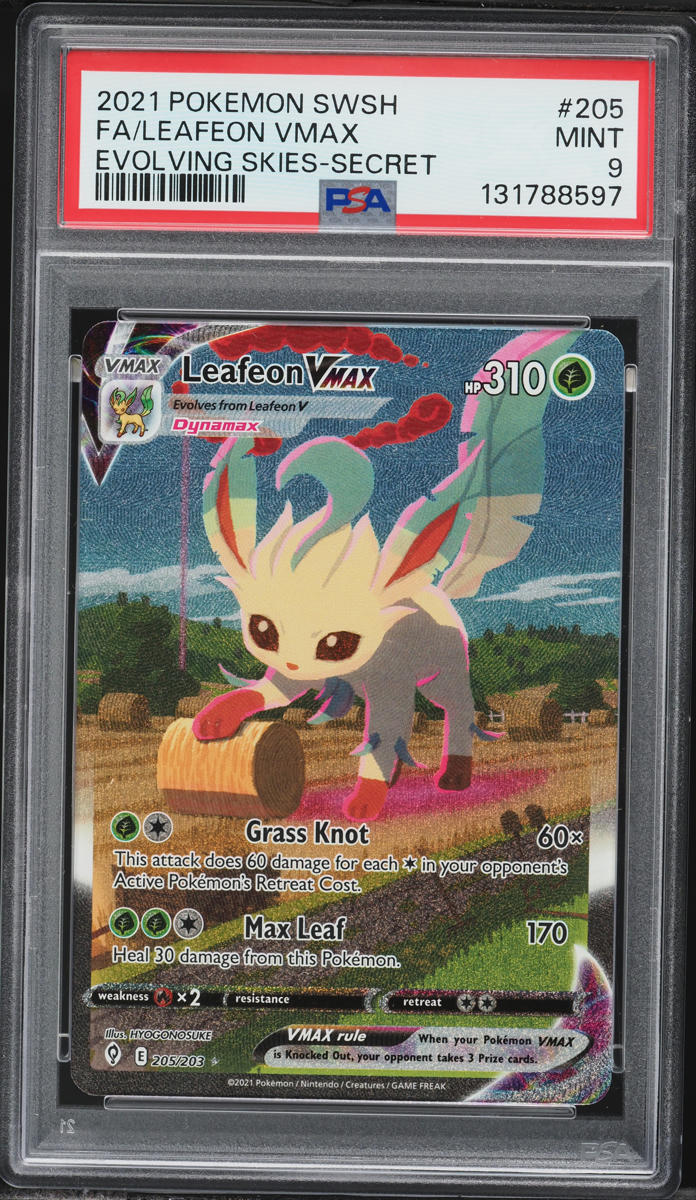 2021 Pokemon Sword & Shield Evolving Skies Alt Art Leafeon VMAX #205 PSA 9 MINT