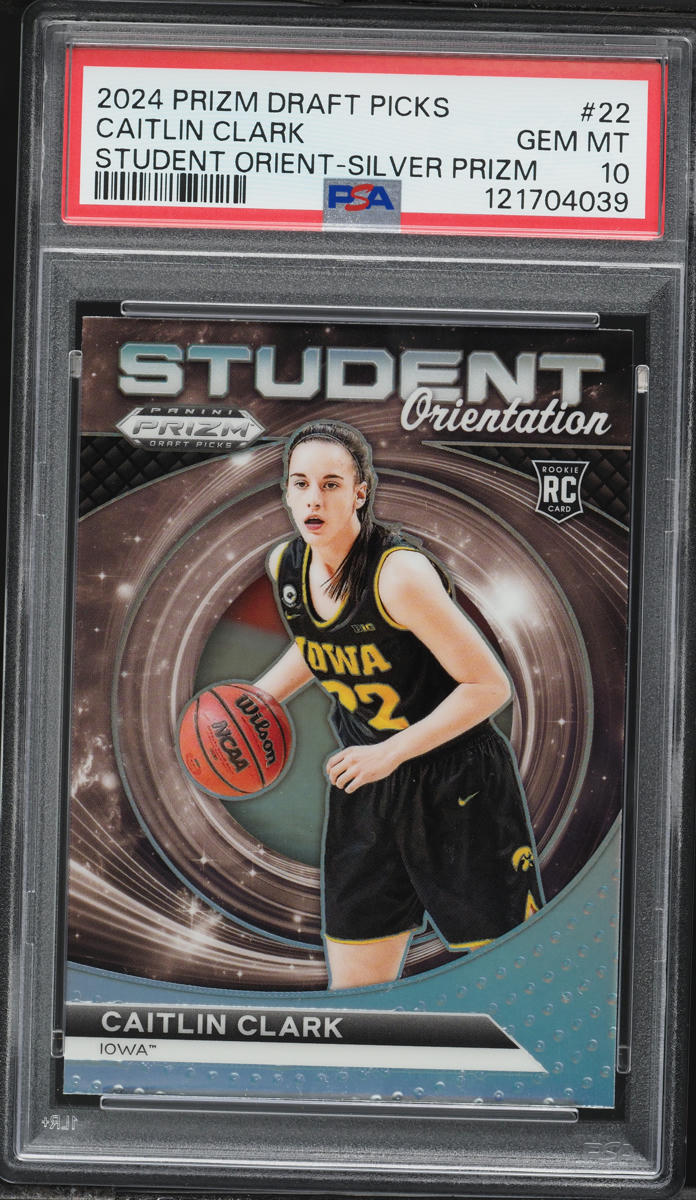 2024 Panini Prizm Draft Picks Student Orientation Silver Caitlin Clark ROOKIE #22 PSA 10