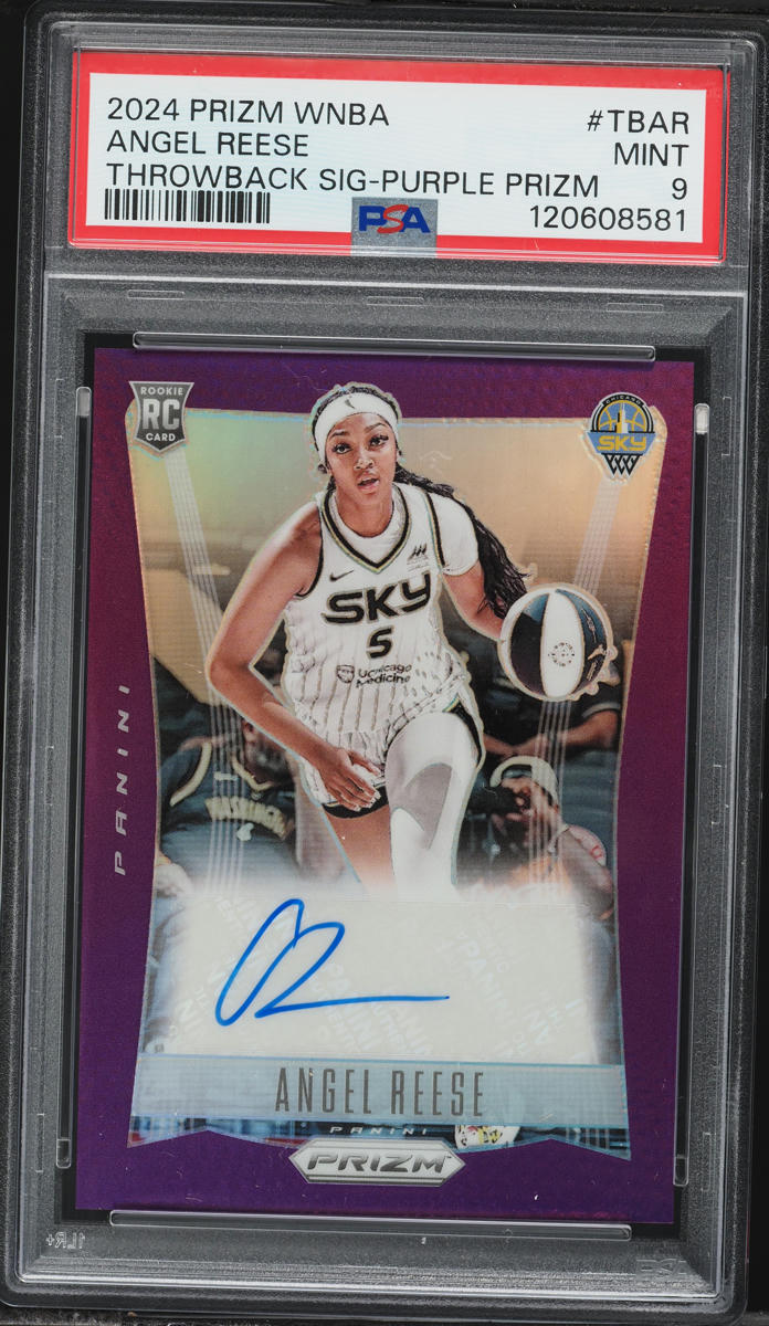 2024 Panini Prizm WNBA Throwback Purple Angel Reese ROOKIE AUTO /49 #TB-AR PSA 9 MINT
