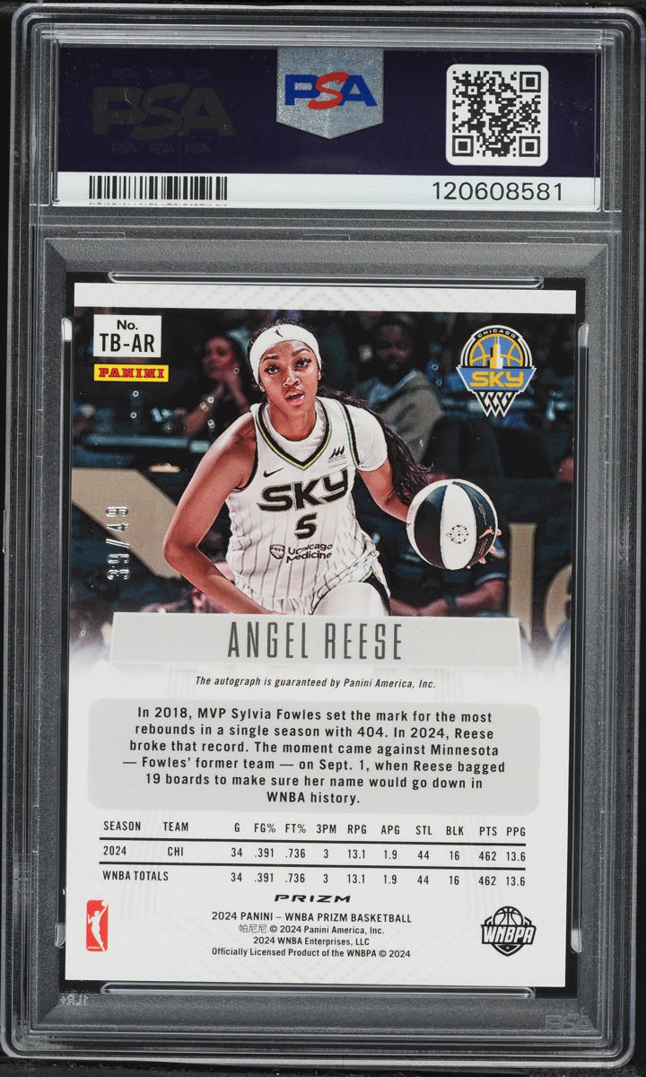2024 Panini Prizm WNBA Throwback Purple Angel Reese ROOKIE AUTO /49 #TB-AR PSA 9 MINT