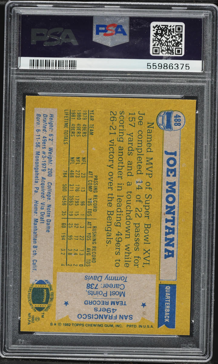 1982 Topps Football Joe Montana ALL-PRO #488 PSA 9 MINT