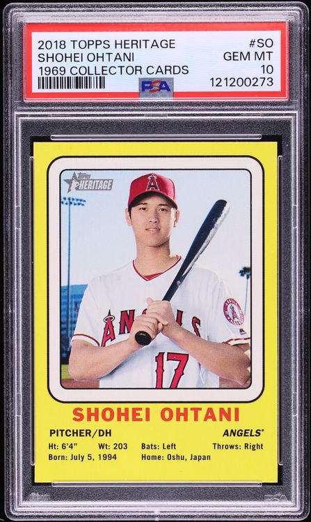2018 Topps Heritage '69 Collector Cards Shohei Ohtani ROOKIE #69CC-SO PSA 10 GEM MINT