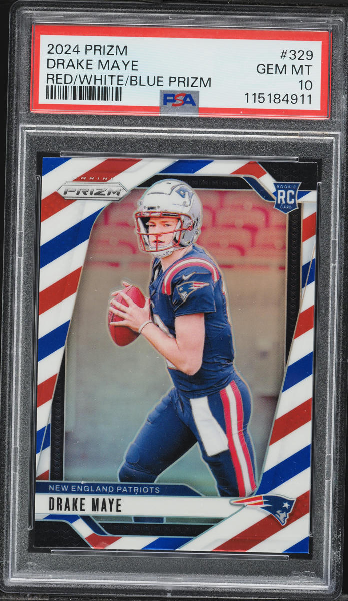 2024 Panini Prizm Red White Blue Drake Maye ROOKIE #329 PSA 10 GEM MINT
