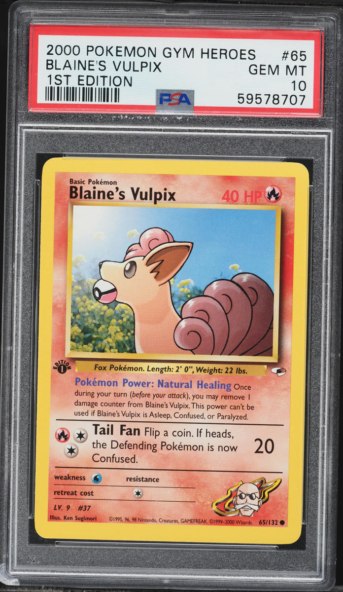 2000 Pokemon Gym Heroes 1st Edition Blaine's Vulpix #65 PSA 10 GEM MINT