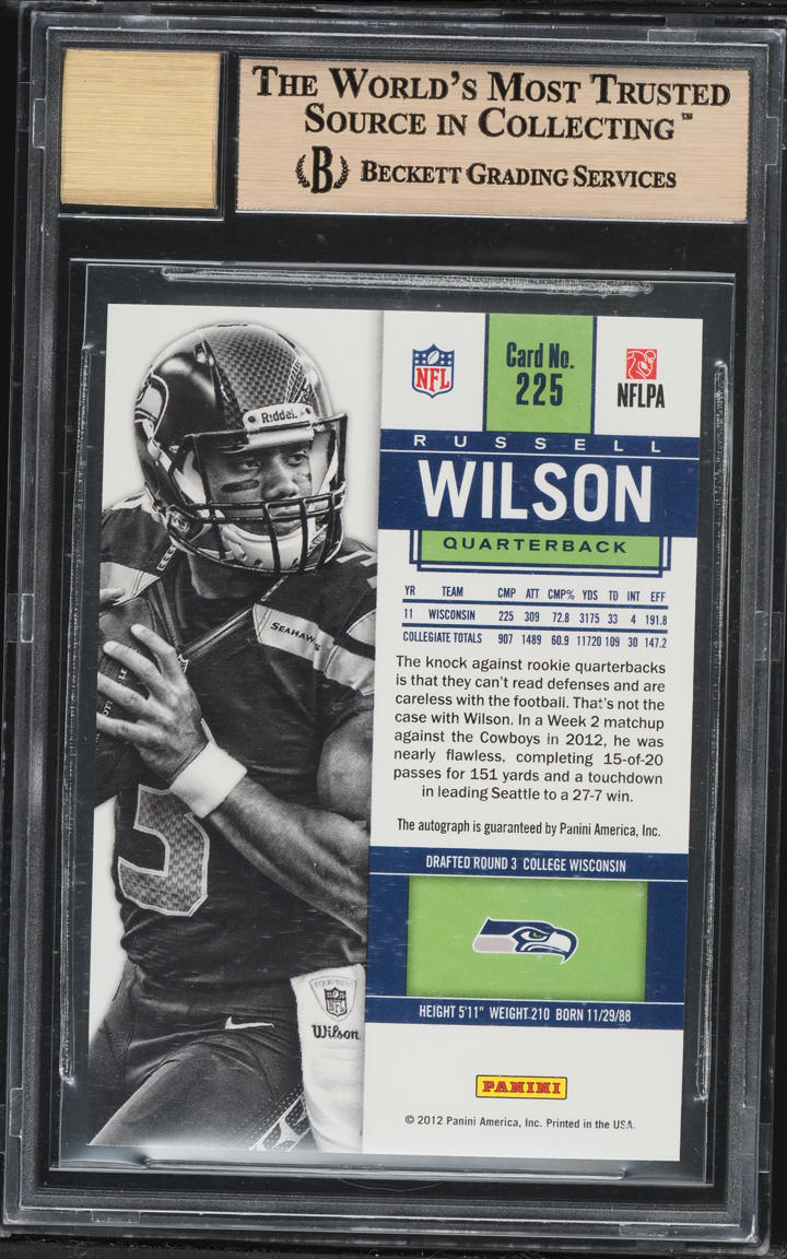 2012 Panini Contenders Russell Wilson ROOKIE AUTO #225 BGS 9.5 GEM MINT