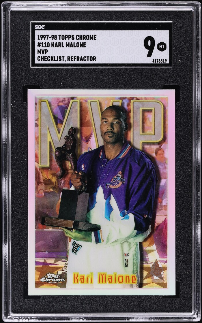 1997 Topps Chrome MVP Checklist Refractor Karl Malone #110 SGC 9 MINT