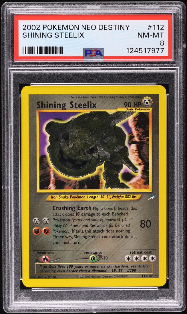 2002 Pokemon Neo Destiny Holo Shining Steelix #112 PSA 8 NM-MT