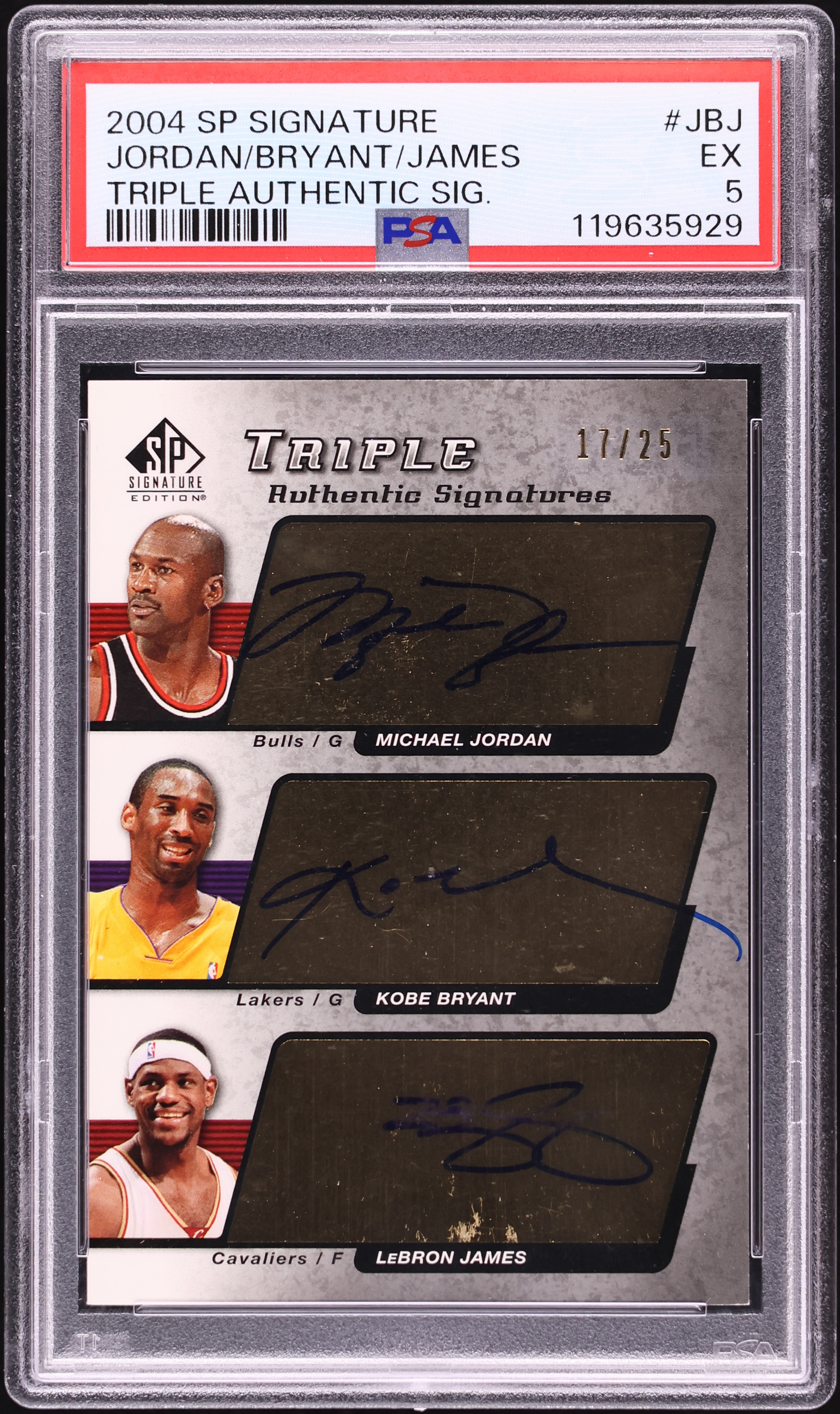 2004 SP Signature Triple Authentic Michael Jordan Kobe Bryant