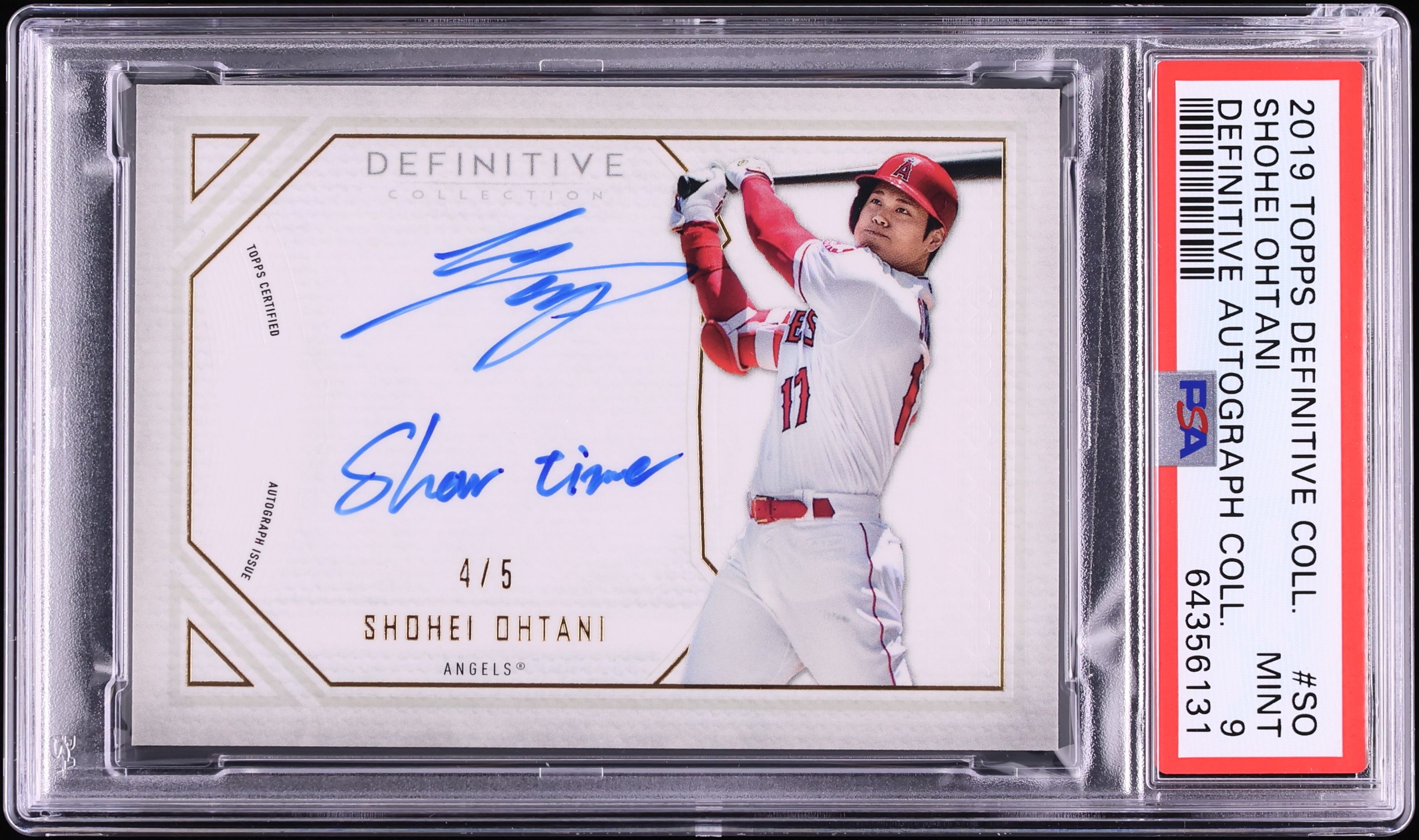 2019 Topps Definitive Collection Shohei Ohtani AUTO /5 #SO PSA 9
