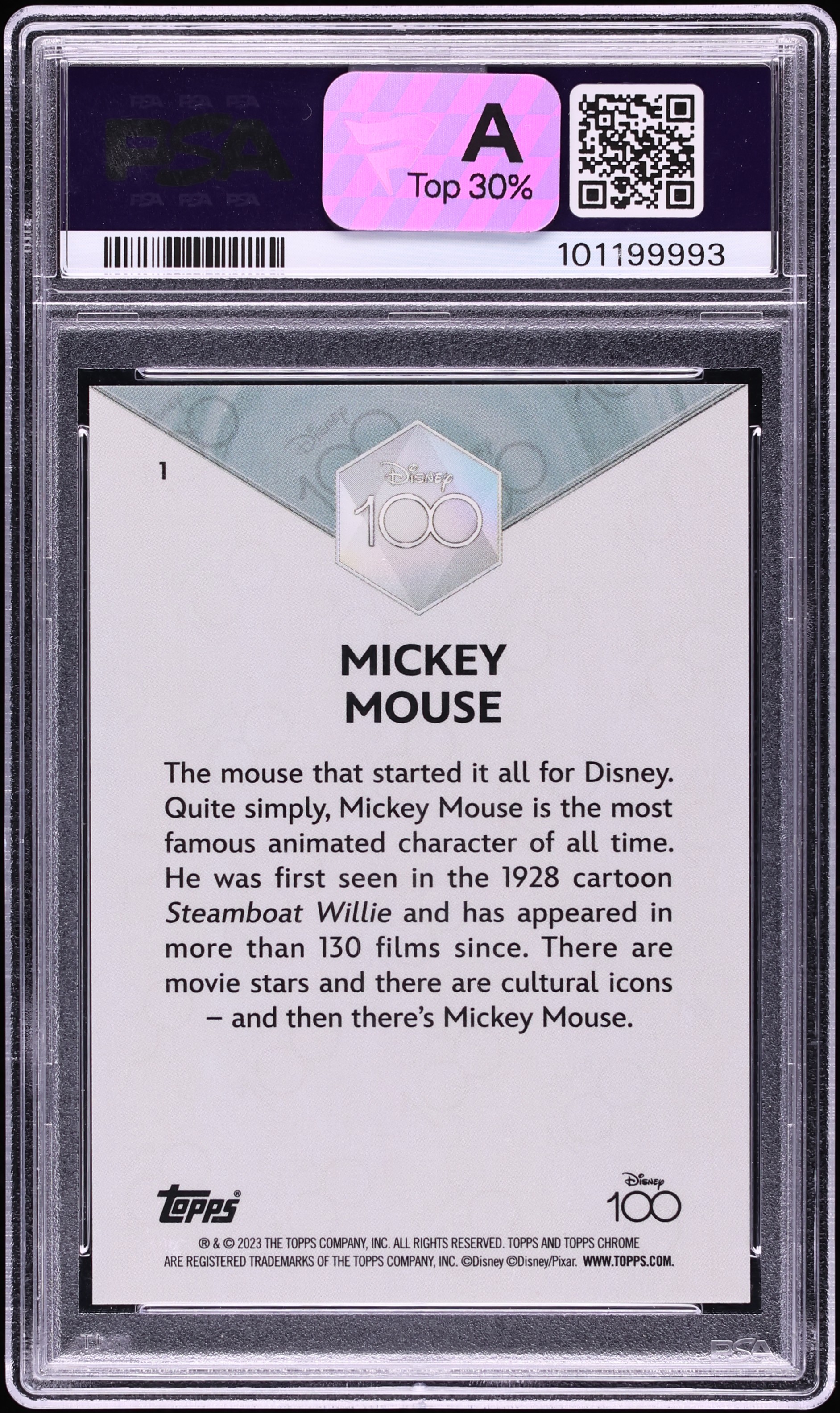 2023 Topps Chrome Disney 100-Year Diamond Refractor Mickey Mouse