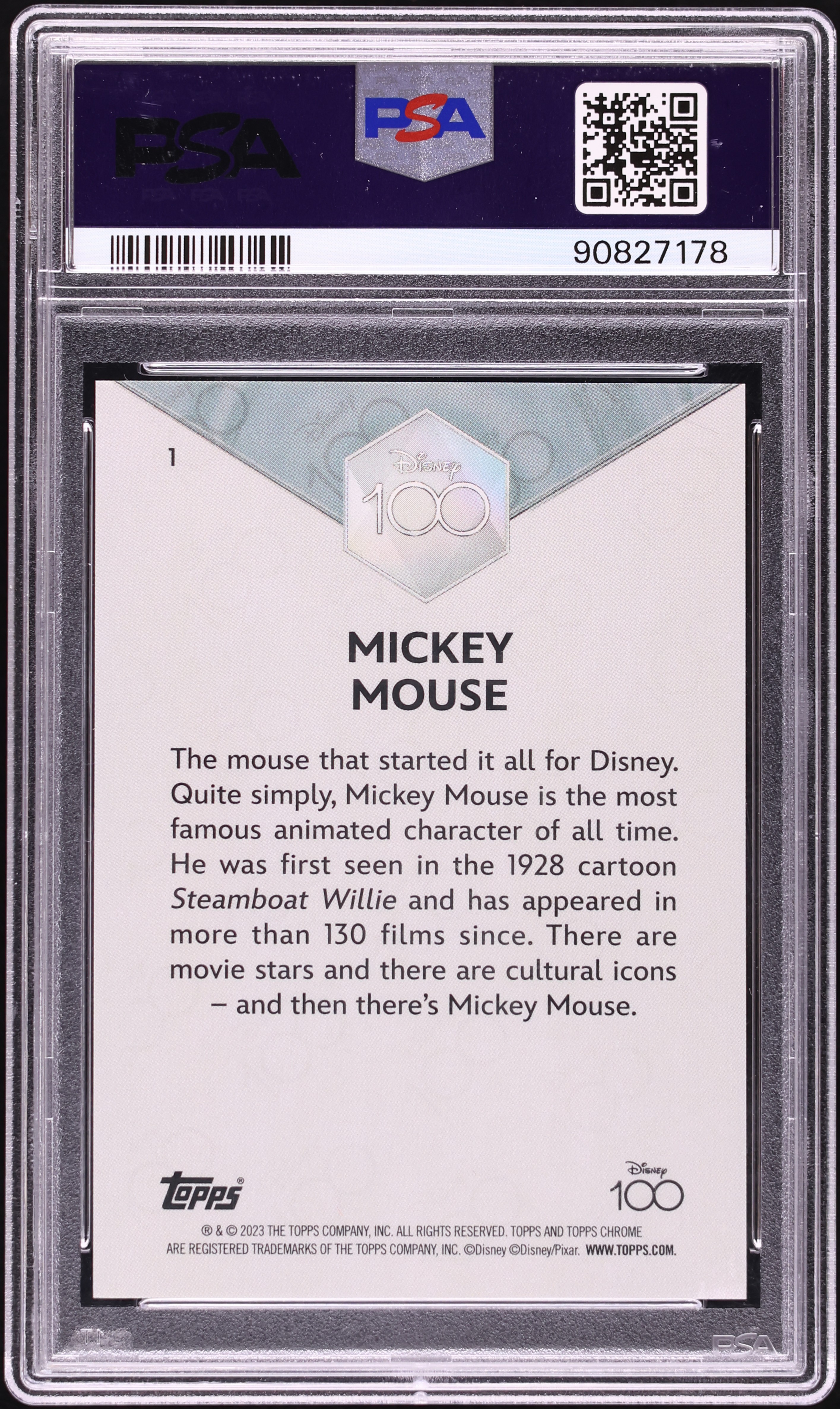 2023 Topps Chrome Disney 100 Orange Wave Mickey Mouse /25 #1 PSA