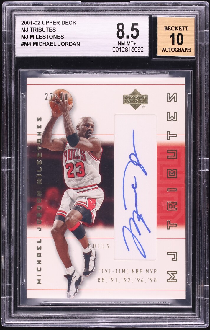 2001 Upper Deck MJ Tributes Milestones Michael Jordan AUTO /30 #M4 BGS 8.5 NM-MT+