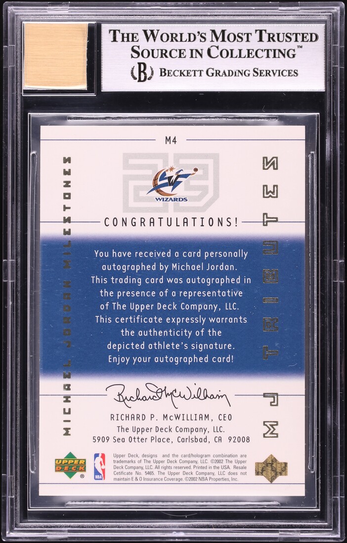 2001 Upper Deck MJ Tributes Milestones Michael Jordan AUTO /30 #M4 BGS 8.5 NM-MT+