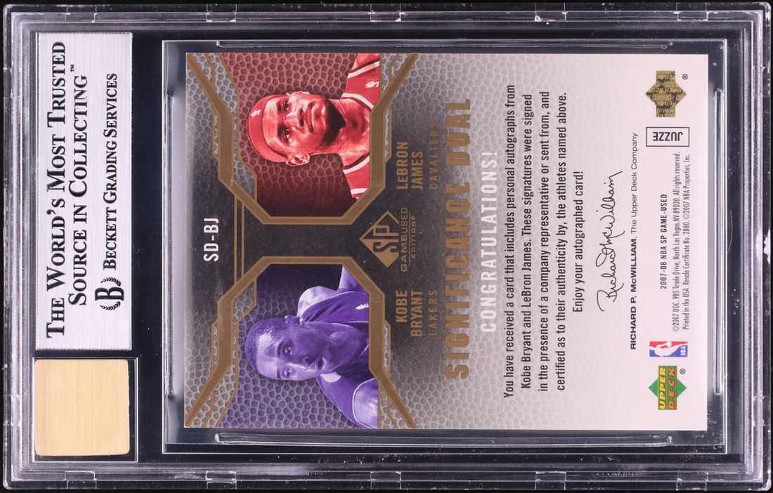 2007 SP Game Used Edition Dual Kobe Bryant & LeBron James AUTO /25 #SD-BJ BGS 9 MINT