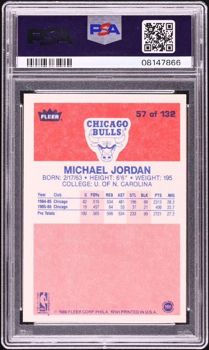 1986 Fleer Basketball Michael Jordan ROOKIE #57 PSA 9 MINT