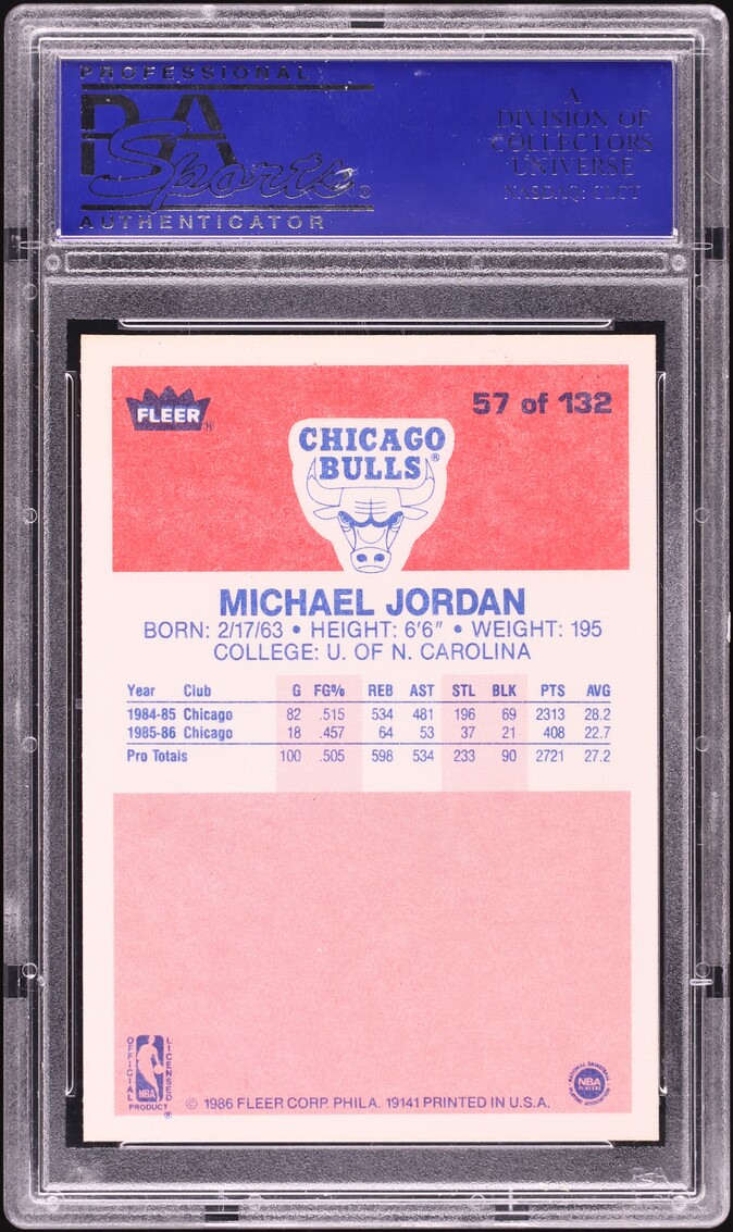 1986 Fleer Basketball Michael Jordan ROOKIE #57 PSA 9 MINT