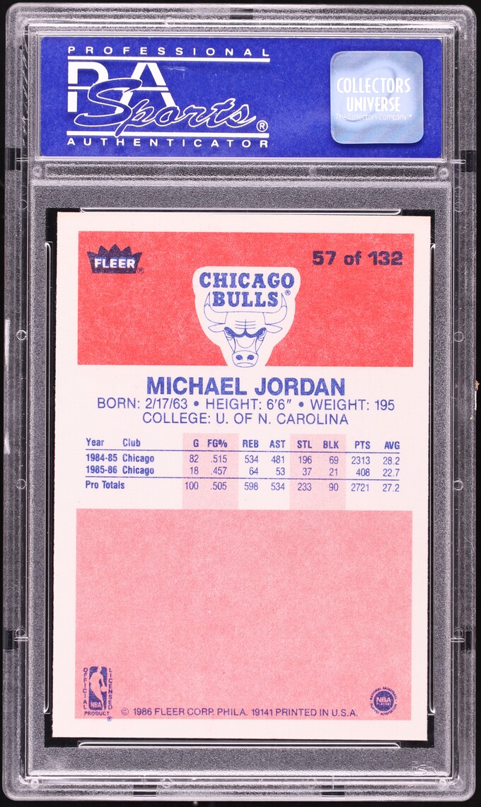 1986 Fleer Basketball Michael Jordan ROOKIE #57 PSA 9 MINT