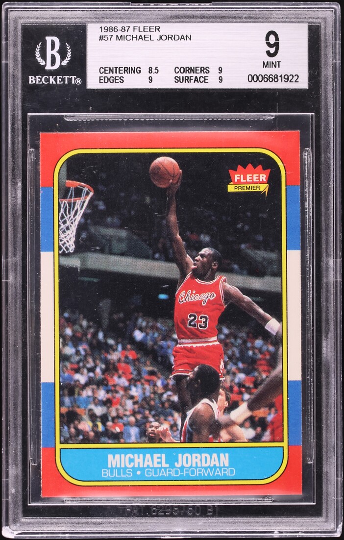 1986 Fleer Basketball Michael Jordan ROOKIE #57 BGS 9 MINT