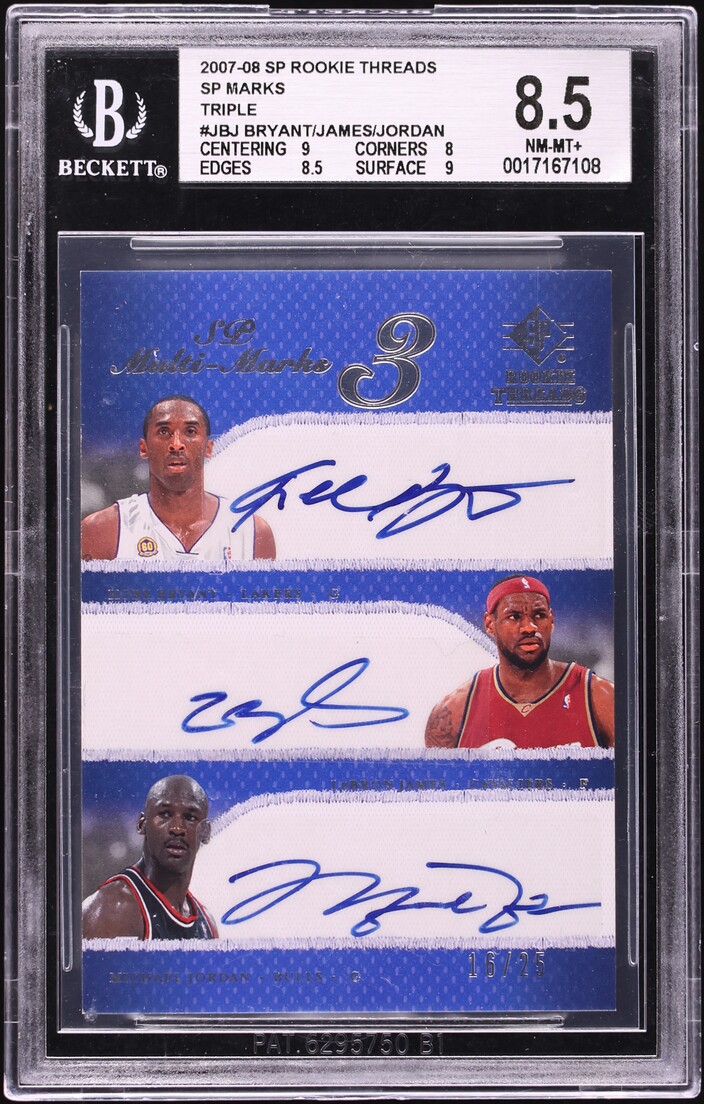 2007 SP Threads Kobe Bryant LeBron James Michael Jordan AUTO /25